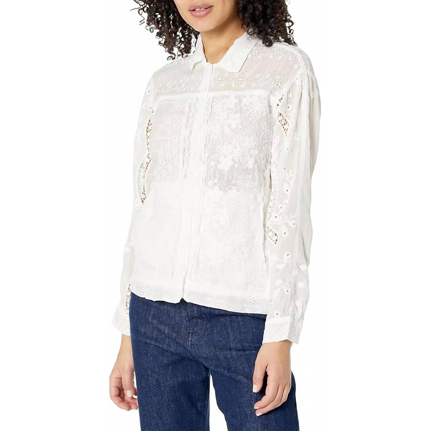 New Johnny Was Thea Shirt Jacket In White